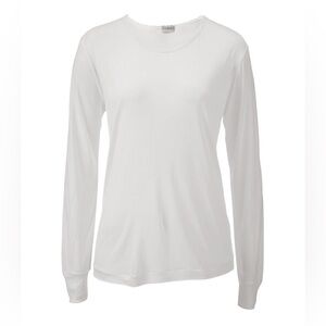 LL BEAN Women's 100% Silk UNDERWEAR Scoopneck CREAM SZ XS LONG SLEEVE UNDERSHIRT